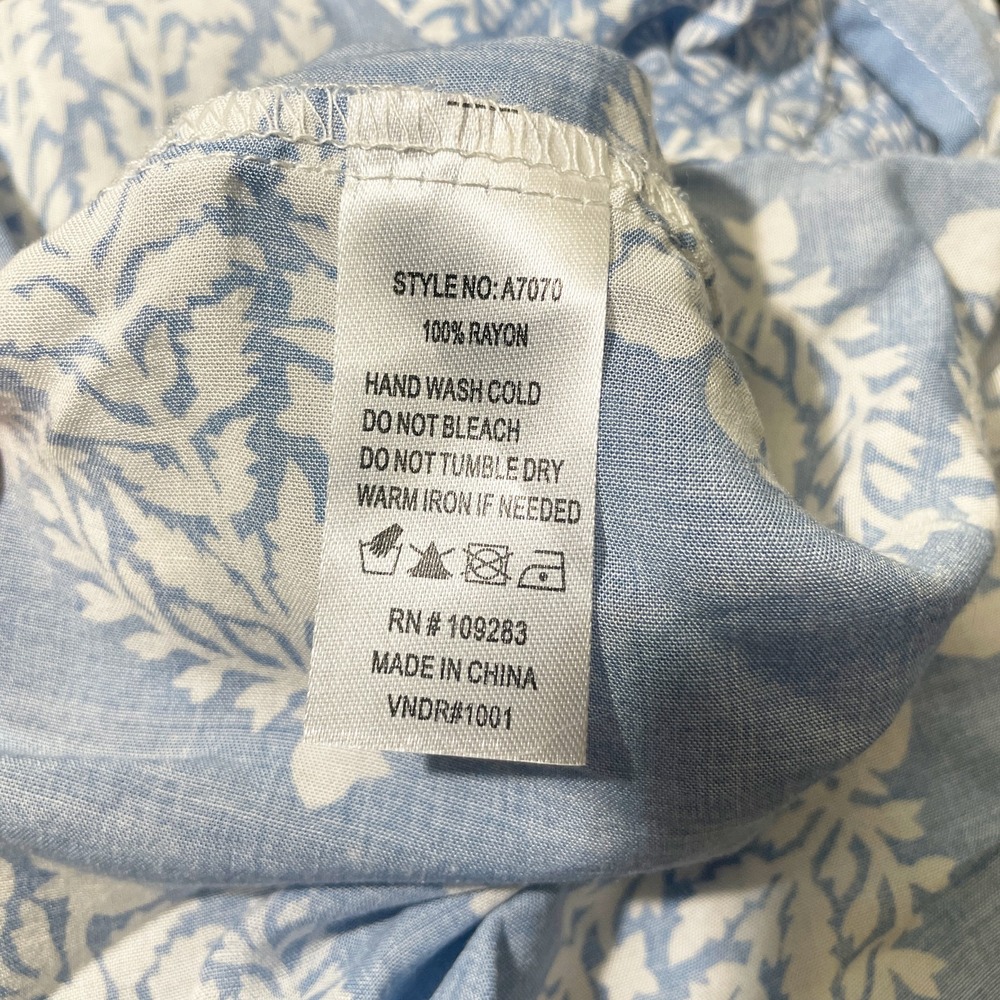 NWT Blue Milkmaid Cottage Cropped Blouse Off Shoulder Prairie Ruffle Sleeve M - Picture 8 of 8